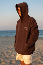 Script Oversized Hoodie in Dark Brown — Bon Sova