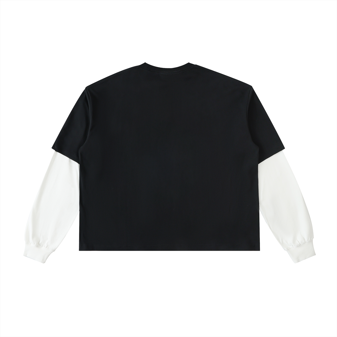Semi-Boxy Script Layered Contrast Sleeves T-Shirt