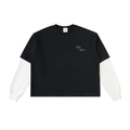 Semi-Boxy Script Layered Contrast Sleeves T-Shirt